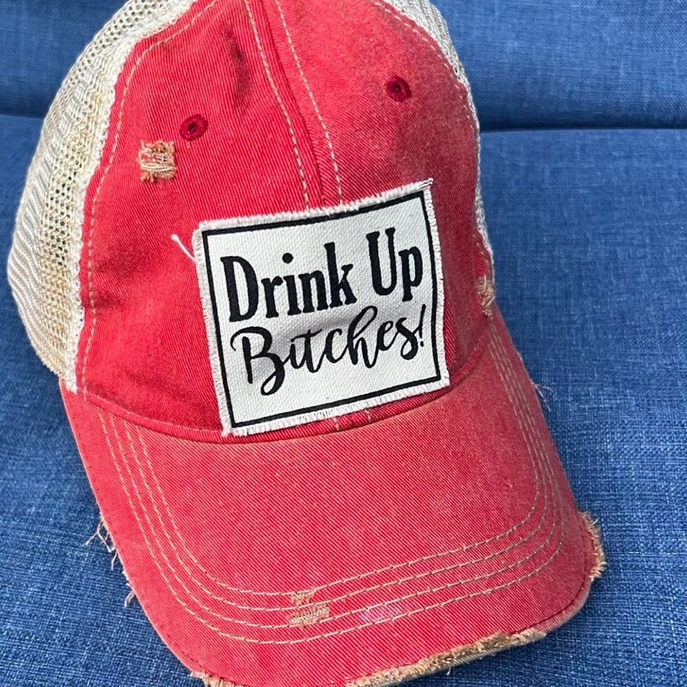 Red Distressed Cap with Fun Patch